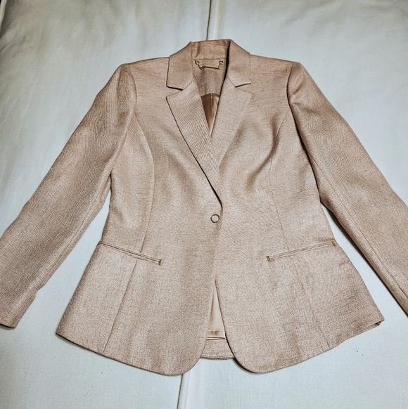 Elie Tahari Gold Blazer Sheath Dress Suit Size 2 4 - Picture 5 of 12